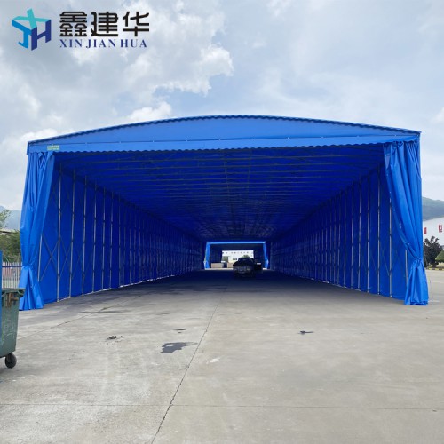 大型倉(cāng)庫(kù)雨棚戶外遮陽(yáng)棚膜結(jié)構(gòu)停車(chē)蓬電動(dòng)推拉蓬