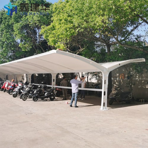 防臺風戶外膜結構停車棚七字型車棚活動伸縮電動雨棚安裝